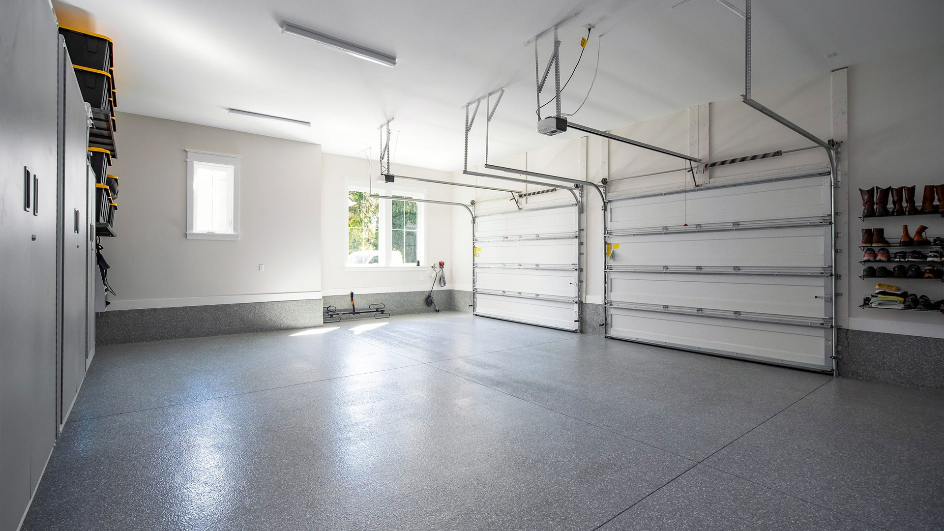 Clean white garage